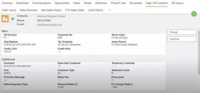 Sage 100 Customer CRM