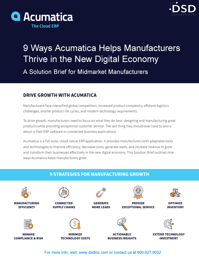 9 Ways Acumatica Helps Manufacturers Thrive in the New Economy with these tips!