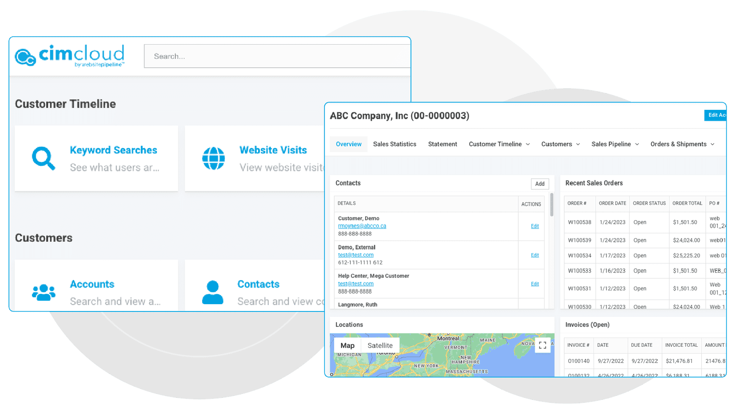 Sage 100 Customer Portal by CIMcloud Ecommerce + CRM + Your ERP --Access CRM Tools