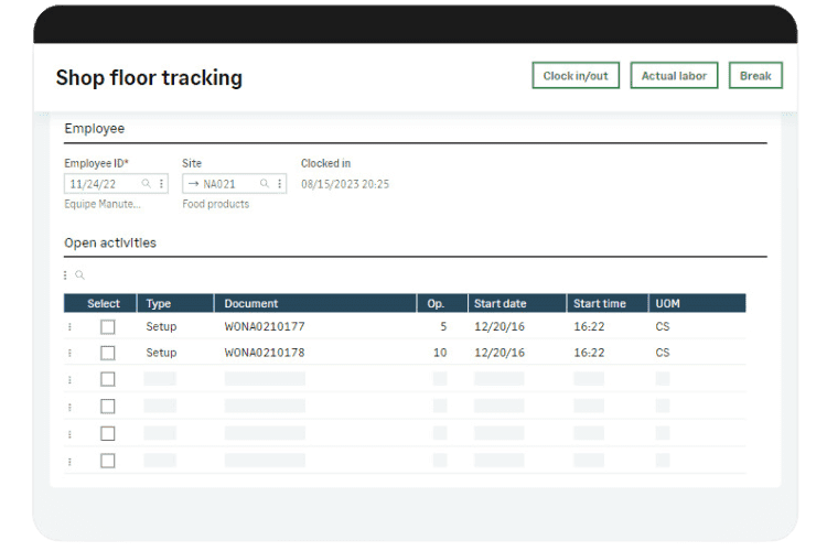 Sage X3 Shop floor control