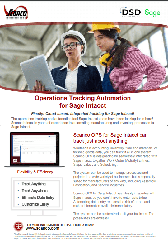 Scanco for Sage Intacct: Operations Tracking Automation for Sage Intacct