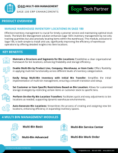 DSD Multi-Bin Management Sage 100 ERP Enhancements Data Sheet