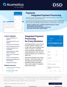 Acumatica Payments - Integrated Payment Processing data sheet