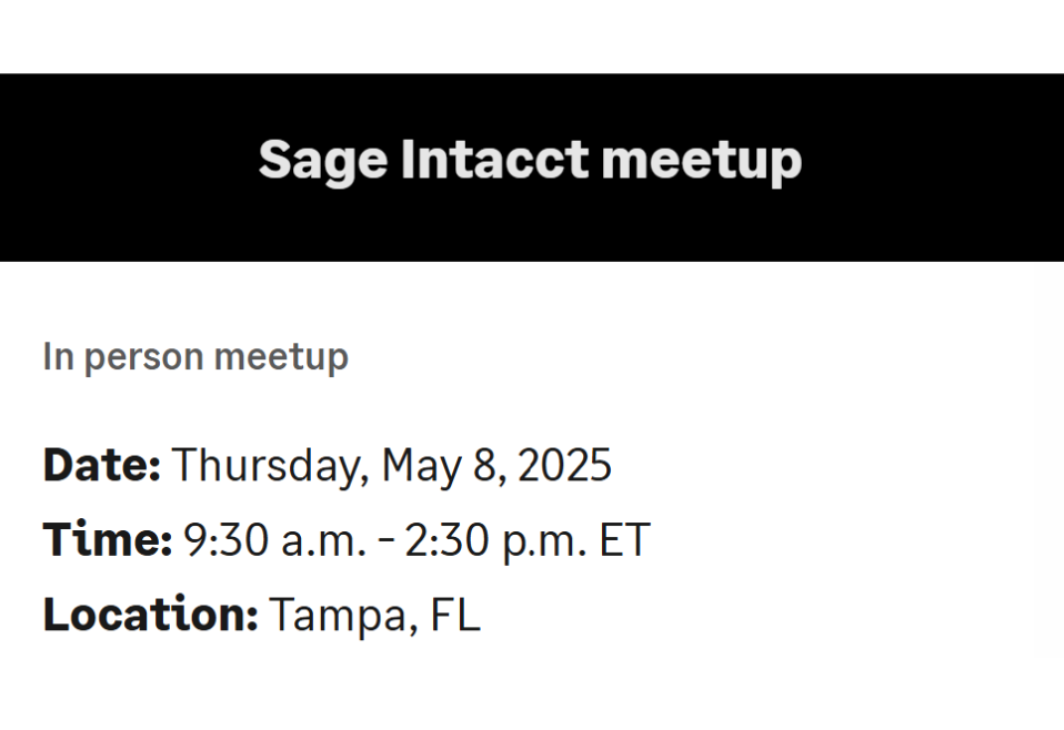Sage Intacct meetup