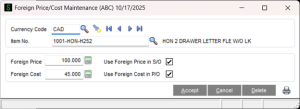 DSD Multi-Currency - Foreign Prices and Costs and Price and Cost Breaks for Items